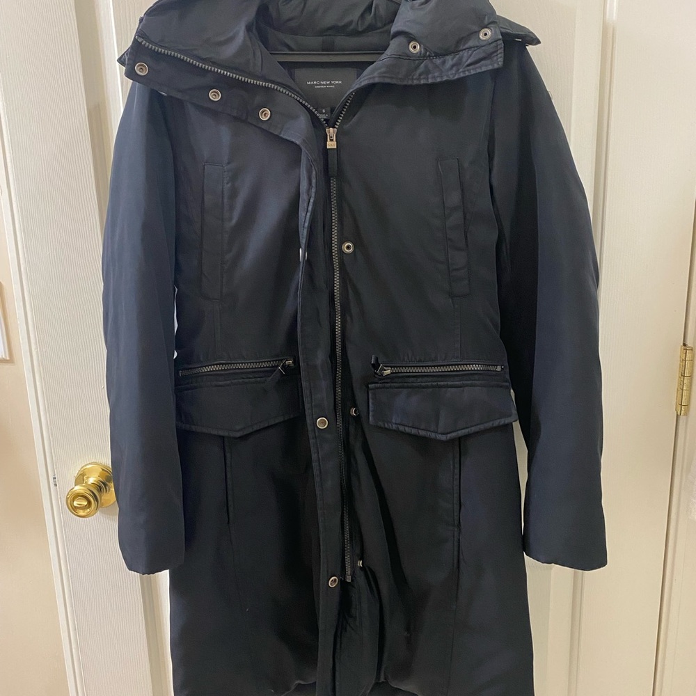 Marc New York Andrew Marc Black Hooded Down Puffer Coat Jacket- Women's Size S